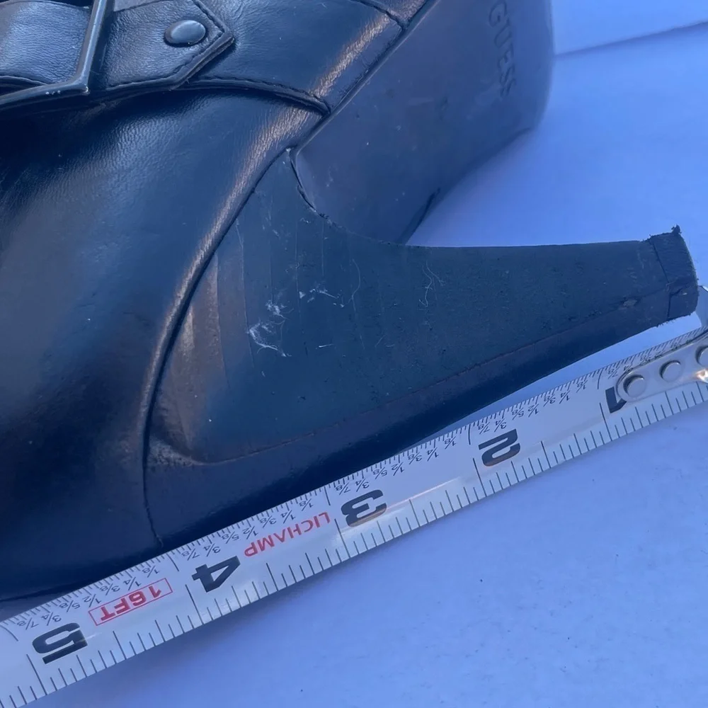 GUESS Black Genuine Leather Over The Knee Heeled Boots size 8.5